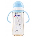 PPSU Straw Bottle 320ml (Blue) - Richell - BabyOnline HK