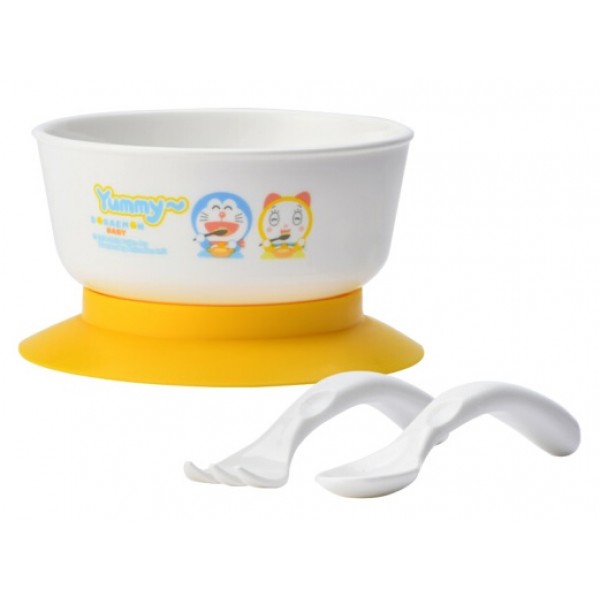 Doraemon - Bowl with Suction Cup + Spoon & Fork Set - Richell - BabyOnline HK