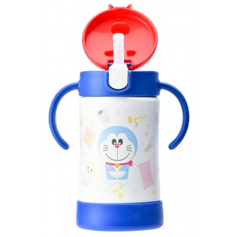 TLI - Doraemon Stainless Steel Straw Bottle 300ml (Red/Blue)