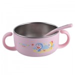 多啦A夢 - 嬰兒用不鏽鋼320ml小碗連蓋 + 匙 (粉紅色) - Richell - BabyOnline HK