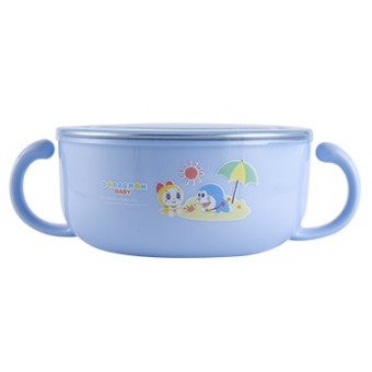 Doraemon - Stainless Steel Bowl 620ml with Lid + Spoon (Blue)