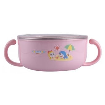 Doraemon - Stainless Steel Bowl 620ml with Lid + Spoon (Pink)