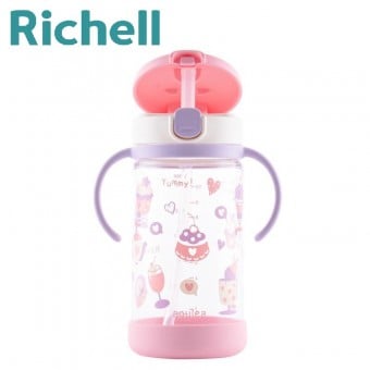 Richell - Aqulea - 吸管含底座水杯 320ml (粉紅甜點)