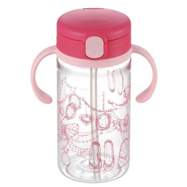 Cup de Mug - Clear Straw Bottle Mug (Pink) 320ml - Richell - BabyOnline HK
