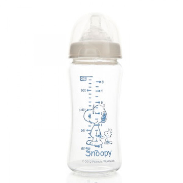 Snoopy - Wide-neck Glass Bottle 240ml - Richell - BabyOnline HK