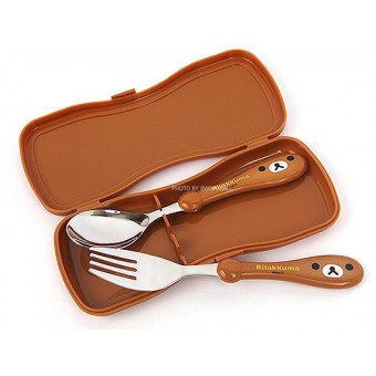 Rilakkuma Spoon & Fork with Case