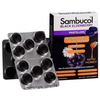 Sambucol Black Elderberry Throat Lozenge - (20 Pastilles)  (USA)