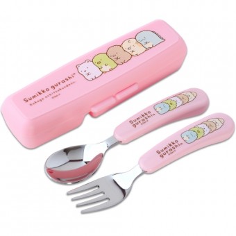 Sumikko Gurashi - Spoon & Fork with Case (Pink)