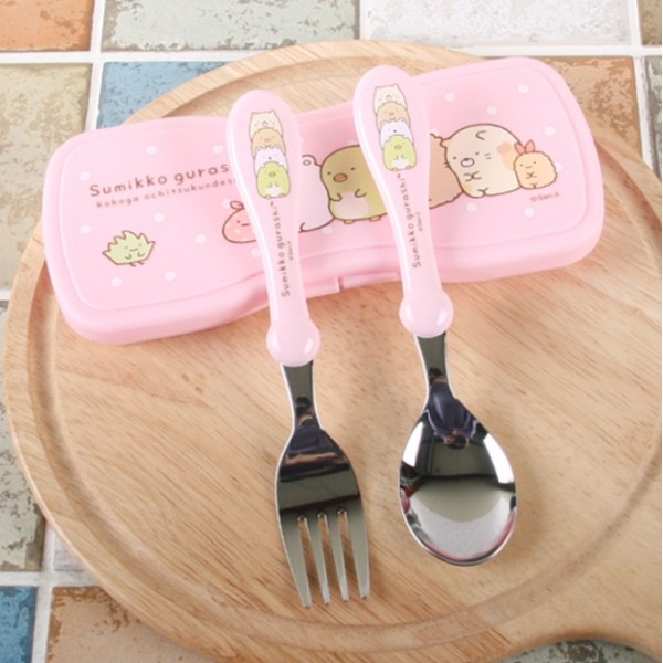 Sumikko Gurashi - Spoon & Fork with Case (Pink) - San-X - BabyOnline HK
