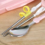Sumikko Gurashi - Kids Training Chopsticks, Spoon with Case (Pink) - San-X - BabyOnline HK