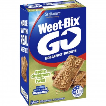 Weet-Bix GO Breakfast Biscuits (Apple Cinnamon Twist) 5 x 50g