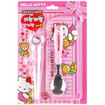 Hello Kitty - 學習筷子+湯匙+袋套裝