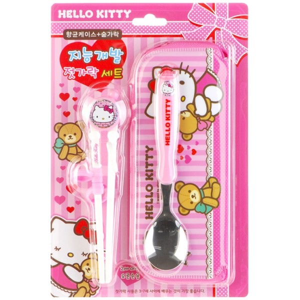 Hello Kitty - Training Chopstick, Spoon & Carrying Bag - Sanrio - BabyOnline HK