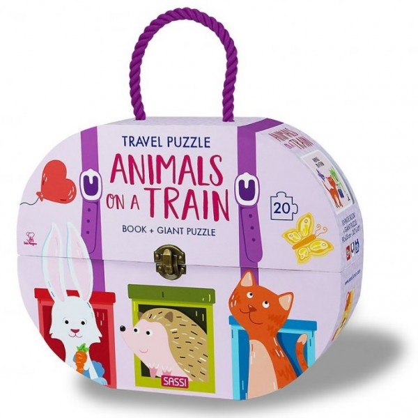 Travel Puzzle - Book + Giant Puzzle - Animals on a Train - Sassi Junior - BabyOnline HK