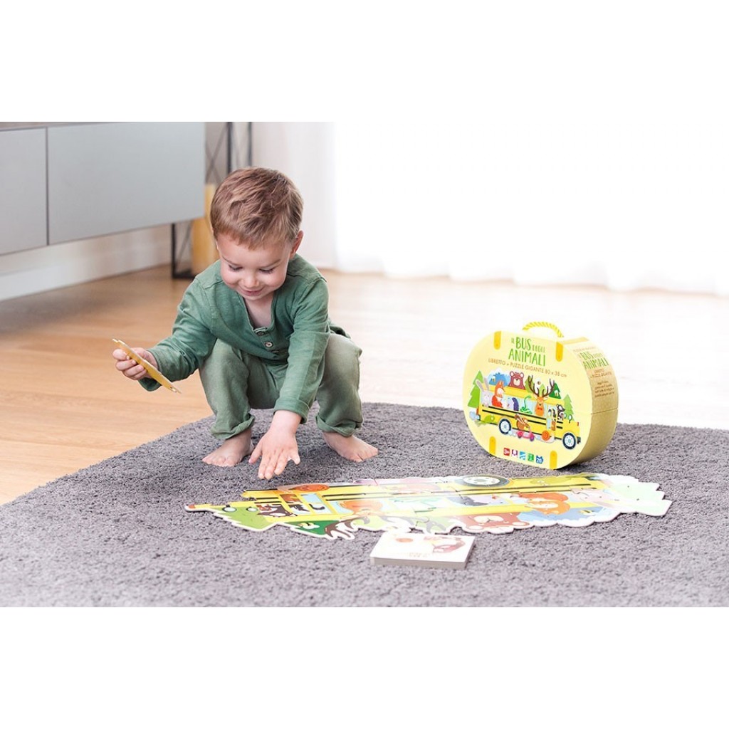 Sassi Junior - Travel Puzzle - Book + Giant Puzzle - Animals on a Bus -  BabyOnline