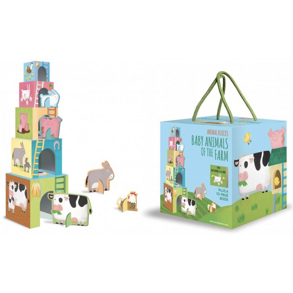 Eco-Blocks - Stacking Tower & Book - Animals on the Farm - Sassi Junior - BabyOnline HK