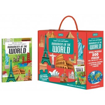 Shaped Puzzle + Book - Travel, Learn and Explore - Monuments of the World