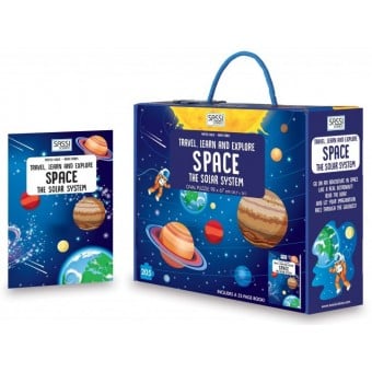 Shaped Puzzle + Book - Travel, Learn and Explore Space - The Solar System