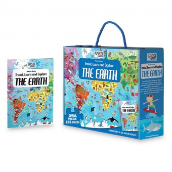 Shaped Puzzle + Book - Travel, Learn and Explore The Earth
