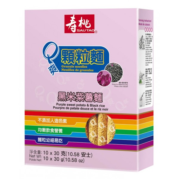 顆粒麵 - 黑米紫薯麵 (10 x 30g) - SauTao 壽桃牌 - BabyOnline HK