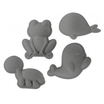 Scrunch - Silicone Sand Moulds Frog Set - Anthracite Grey