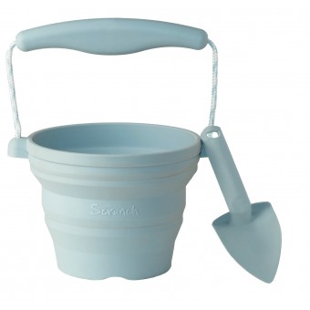 Scrunch - Collapsible Seedling Pot with Trowel - Duck Egg Blue