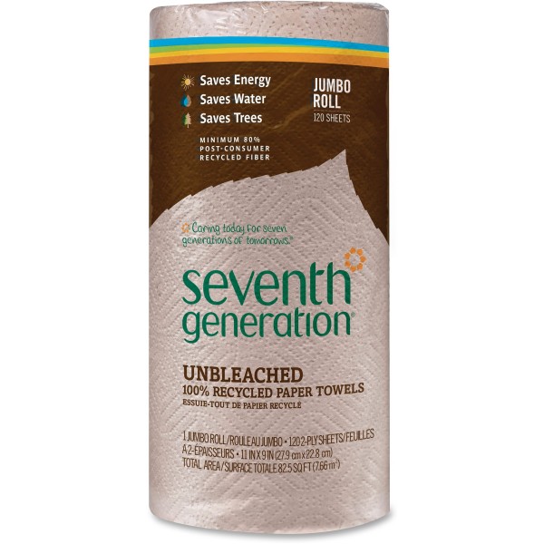 Unbleached 100% Recycled Paper Towels (120-2Ply Sheets) - Seventh Generation - BabyOnline HK