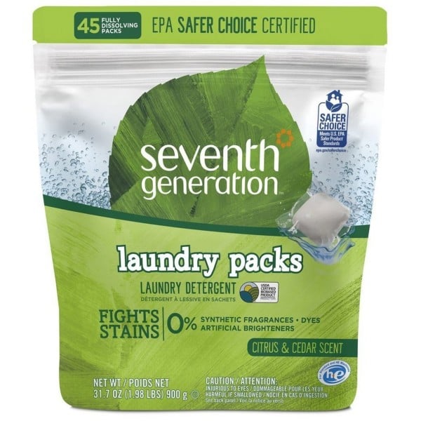 Laundry Detergent Packs (Citrus and Cedar Scent) [45 packs] - Seventh Generation