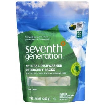 Natural Dishwasher Detergent Packs - Free and Clear (20 pcs)