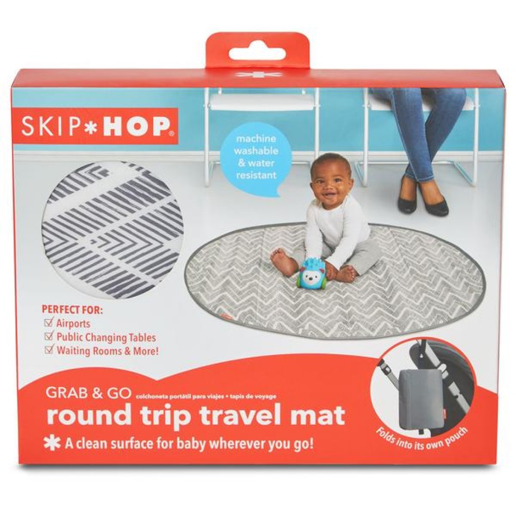 Skip Hop Grab-and-Go Round Trip Travel Mat Grey Zig Zag 