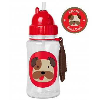 Zoo Straw Bottle - Bulldog