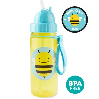 Zoo PP Straw Bottle 390ml - Bee