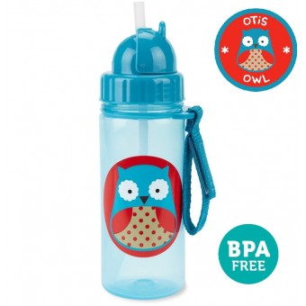 Zoo PP Straw Bottle 390ml - Owl