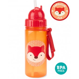 Zoo PP Straw Bottle 390ml - Fox