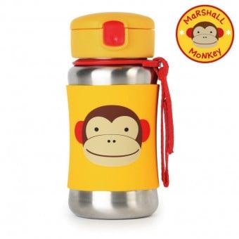 Zoo Stainless Steel Straw Bottle - Monkey