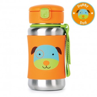 Zoo Stainless Steel Straw Bottle - Dog