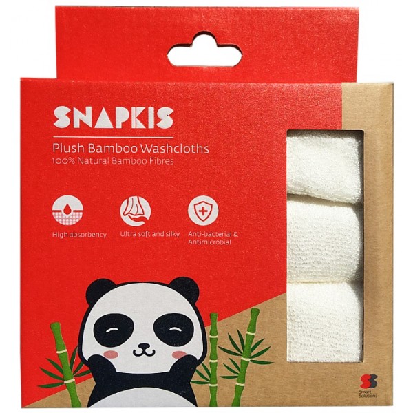 Plush Bamboo Washcloths (pack of 3) - Snapkis - BabyOnline HK