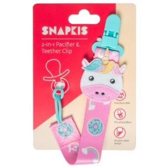2-in-1 Pacifier & Teether Clip - Unicorn