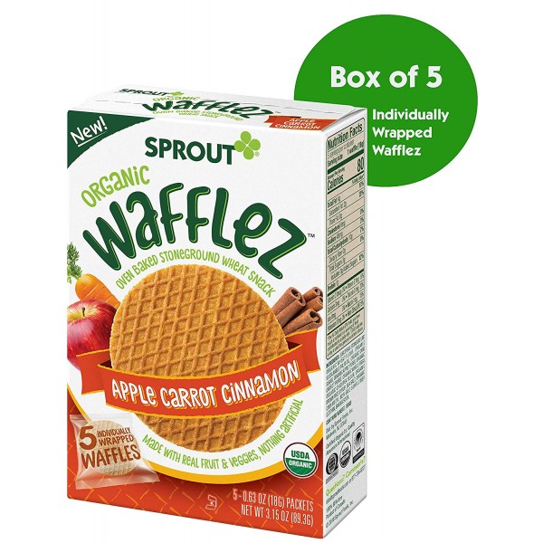 Organic Wafflez - Apple Carrot Cinnamon (5 packets) 89.3g - Sprout Organic - BabyOnline HK