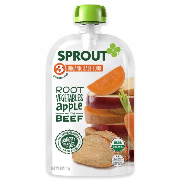 有機根部蔬菜、蘋果 + 牛肉 113g - Sprout Organic - BabyOnline HK