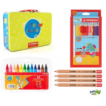 Stabilo - Jumbo Set (Colored Pencils + Crayons + Pencils)