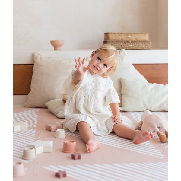 Prettier Playmat - Sandy Lines Collection - Seashell Pink (120 x 180cm) - ToddleKind