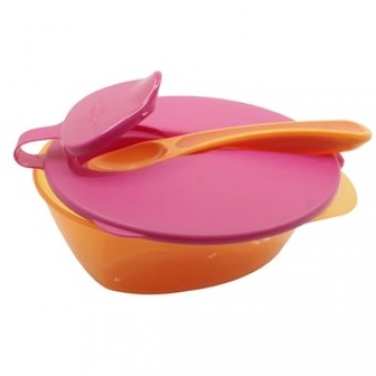 Explora - On the Go Feeding Bowl with Spoon - Pink/Orange