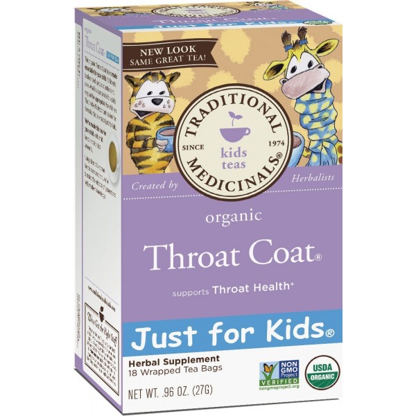 Just for Kids - Organic Throat Coat Tea (18 Tea Bags) - Traditional Medicinals - BabyOnline HK