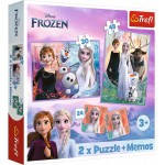 2 x Puzzle + Memos - Disney Frozen - Princesses in Their Land (30, 48 pcs + 24 pcs) - Trefl - BabyOnline HK