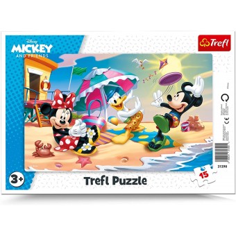 Frame Puzzle - Mickey Mouse - Play on the Beach (15 pcs)