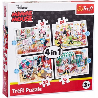 4 in 1 Minnie Mouse Puzzle -  Minnie with Friends (12, 15,  20, 24 pcs)