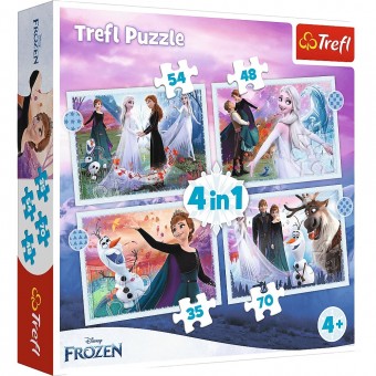 4 in 1 Disney Frozen II Puzzle - Magic in the Forest (35, 48,  54, 70 pcs)