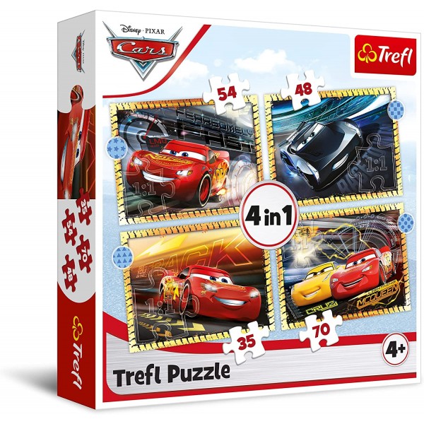 4 in 1 Disney Cars - Ready, Steady, Go! (35, 48, 54, 70 pcs) - Trefl