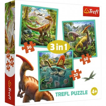 3 in 1 Puzzle - The Extraordinary World of Dinosaur (20, 36, 50 pcs)